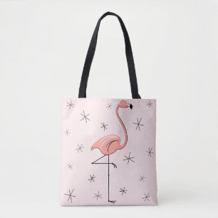 Flamingo Pink all over tote striped back Bag
