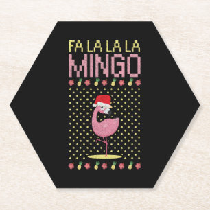 Flamingo pink beak gift Christmas Paper Coaster