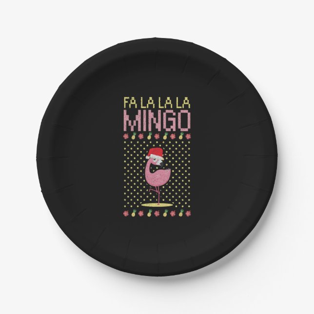 Flamingo pink beak gift Christmas Paper Plate (Front)