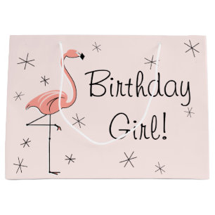 Flamingo Pink 'Birthday Girl!' gift bag large