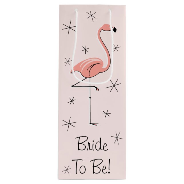 Flamingo Pink 'Bride To Be!' gift bag bottle (Front)