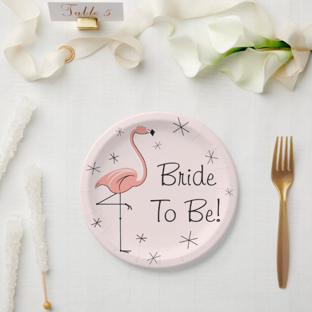 Flamingo Pink Bride to Be! paper plate (Wedding)