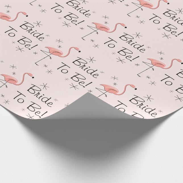 Flamingo Pink 'Bride To Be!' wrapping paper (Corner)