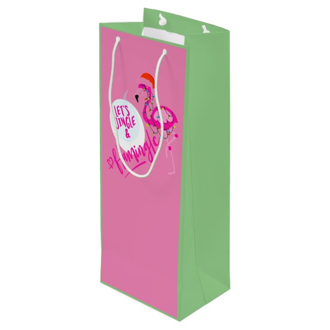 Flamingo Pink Christmas Lights  tote Wine Bag (Back Angled)