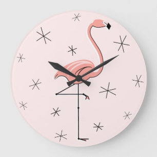 Flamingo Pink clock round