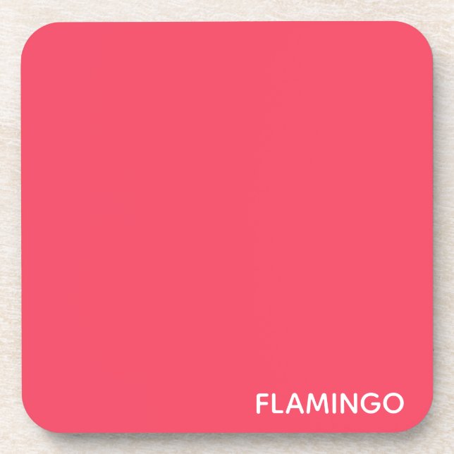 Flamingo pink colour name coaster (Front)