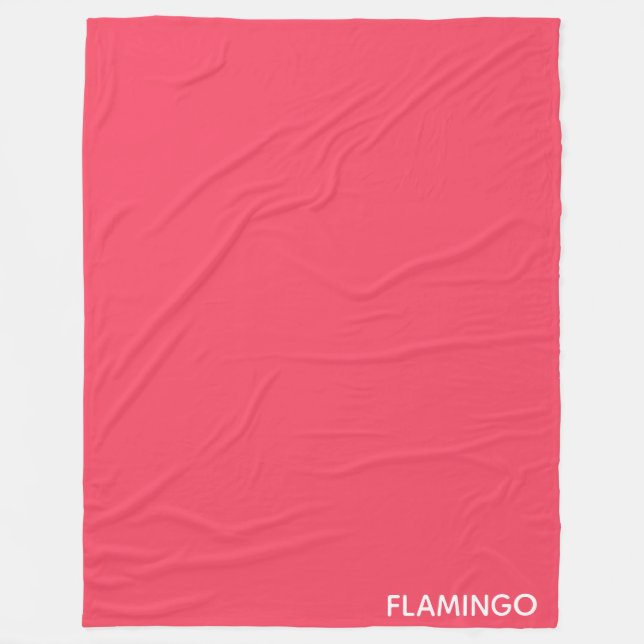 Flamingo pink colour name fleece blanket (Front)