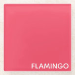 Flamingo pink colour name glass coaster<br><div class="desc">Flamingo pink colour name</div>