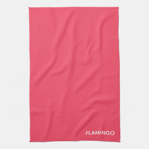 Flamingo pink colour name tea towel