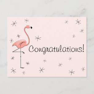 Flamingo Pink "Congratulations!" postcard