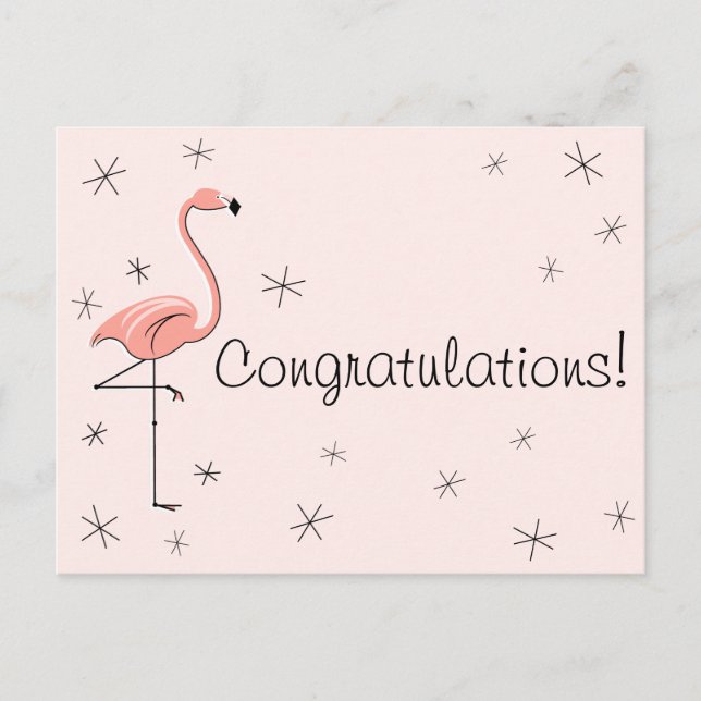 Flamingo Pink "Congratulations!" postcard (Front)