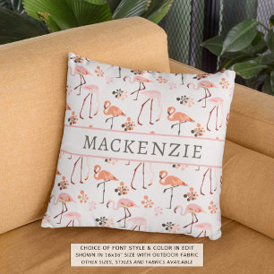 Flamingo Pink Coral Name Pattern Cushion