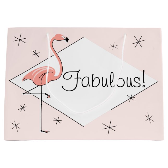 Flamingo Pink diamond 'fabulous!' gift bag large (Front)