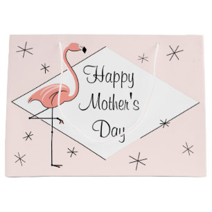Flamingo Pink diamond Happy Mother's Day large Gift Bag