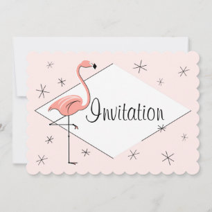 Flamingo Pink Diamond scalloped Invitation