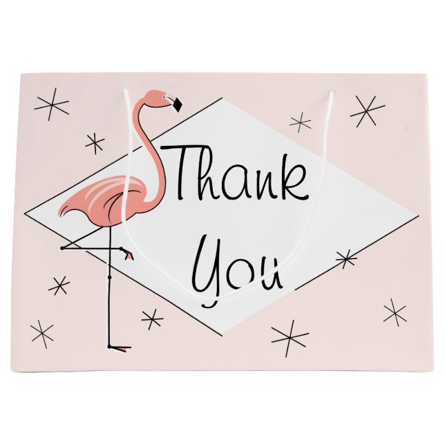 Flamingo Pink diamond Thank You gift bag large (Front)