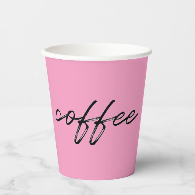 Flamingo Pink Disposable Coffee Cups (Front)