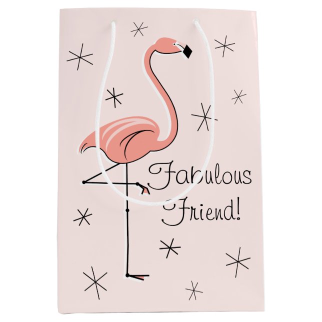 Flamingo Pink 'Fabulous Friend!' gift bag medium (Front)