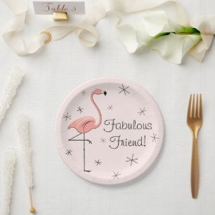Flamingo Pink Fabulous Friend! paper plate