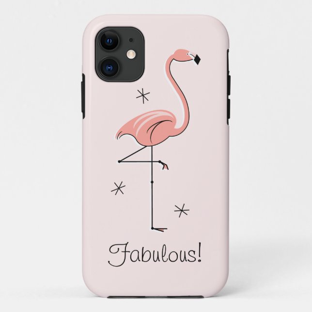 Flamingo Pink 'Fabulous!' iPhone case (Back)