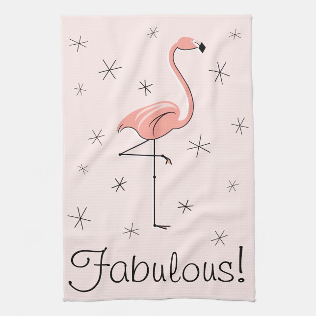 Flamingo Pink Fabulous! kitchen towel (Vertical)