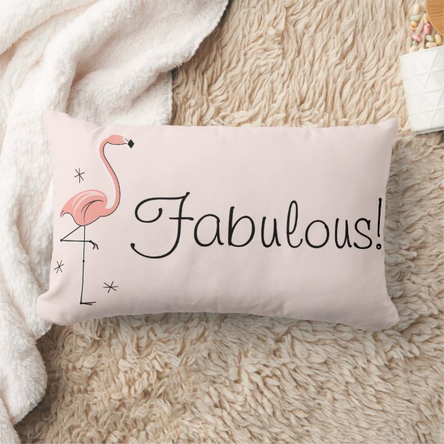 Flamingo Pink 'Fabulous!' lumbar Cushion (Blanket)