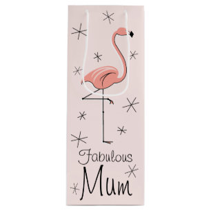 Flamingo Pink 'Fabulous Mum' gift bag bottle