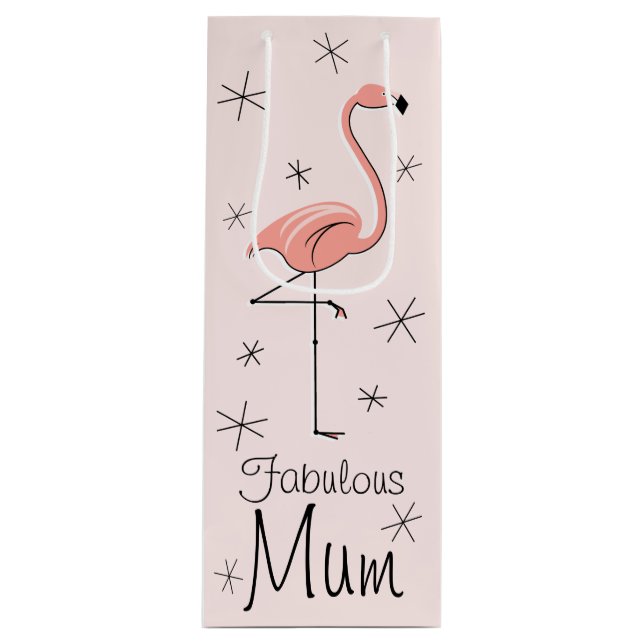 Flamingo Pink 'Fabulous Mum' gift bag bottle (Front)