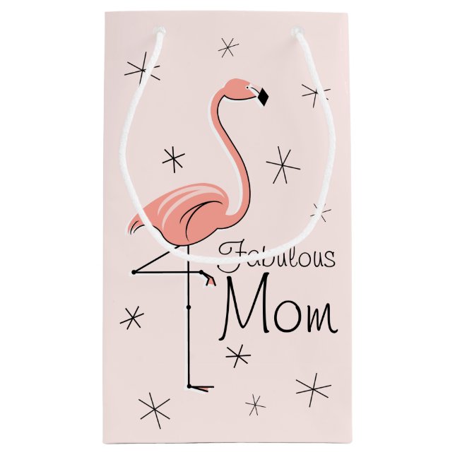 Flamingo Pink 'Fabulous Mum' gift bag small (Back)