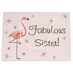 Flamingo Pink 'Fabulous Sister!' gift bag large
