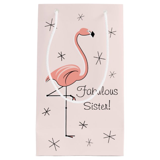 Flamingo Pink 'Fabulous Sister!' gift bag small (Front)