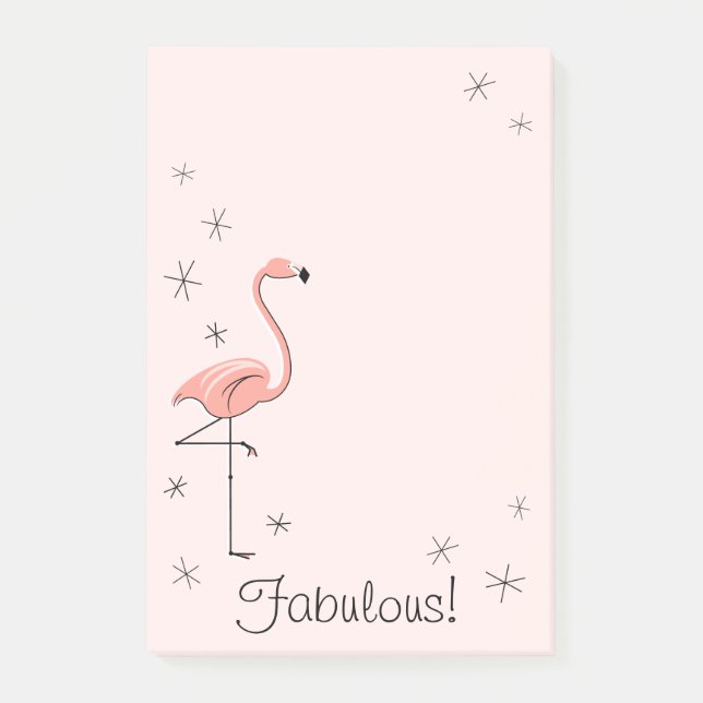 Flamingo Pink "Fabulous!" vertical Post-it Notes (Front)