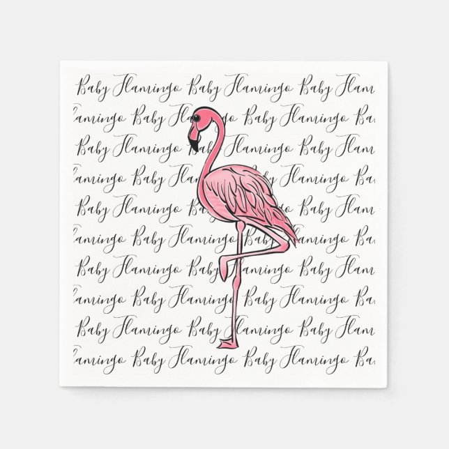 Flamingo | pink flamingo, pink tropical bird  napkin (Front)