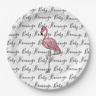 Flamingo pink flamingo, pink tropical bird paper plate