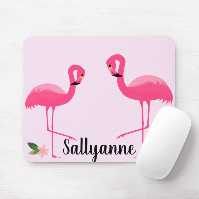 FLAMINGO PINK FLORAL CUSTOMIZABLE Mouse Pad (With Mouse)