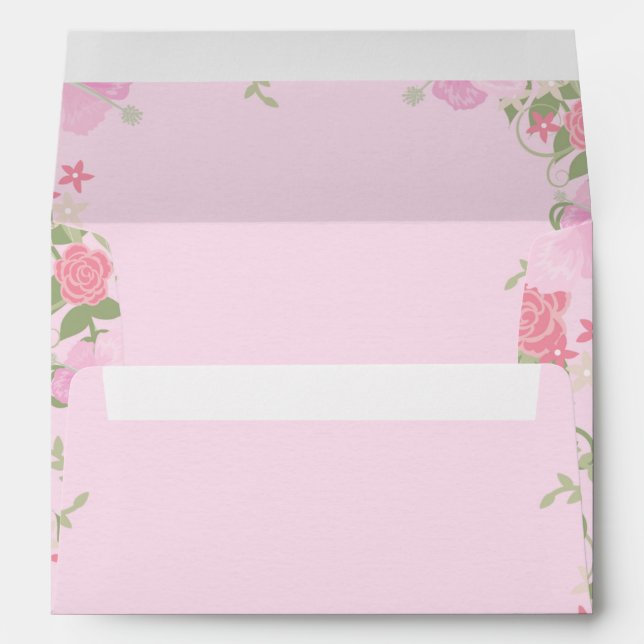 Flamingo Pink Floral Envelope (Back (Bottom))
