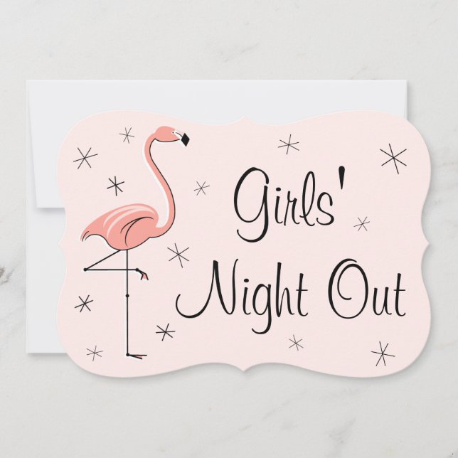 Flamingo Pink Girl's Night Out invitation bracket (Front)