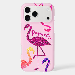 Flamingo pink glitter sparkles Personalise