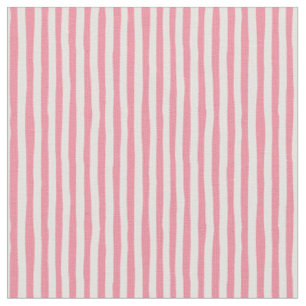 Flamingo Pink & Ivory Wonky Stripes Fabric