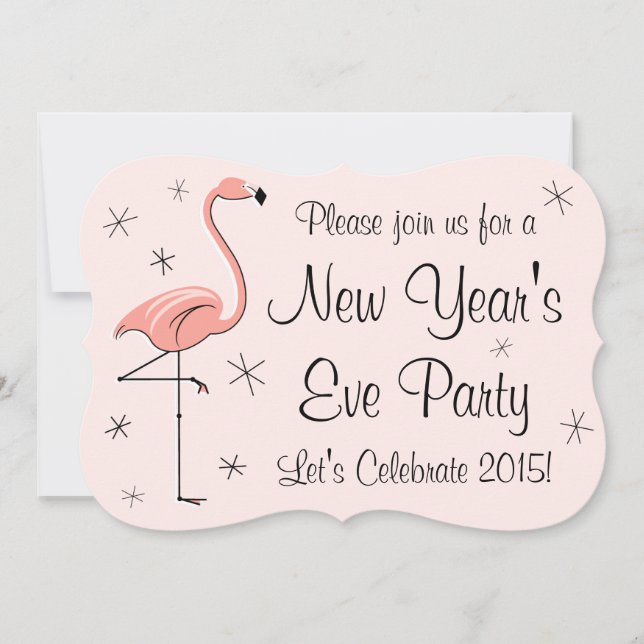 Flamingo Pink 'New Year Party' invitation bracket (Front)