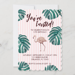Flamingo Pink Pastel Birthday Invitation