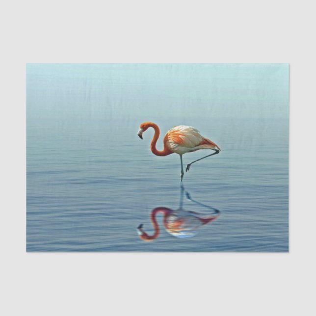 Flamingo Pink Reflection Wildlife Photo Tissue Paper (Front)