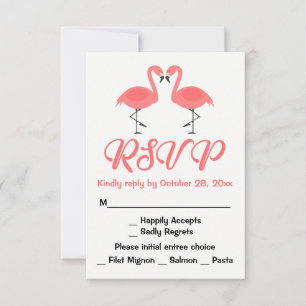 Flamingo Pink RSVP Wedding - Tropical Luau Beach Card