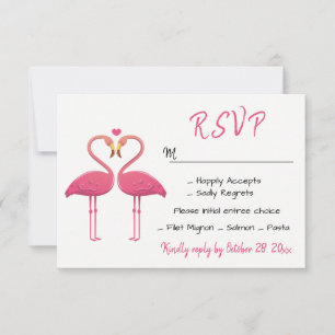 Flamingo Pink RSVP Wedding Tropical Luau Beach Card