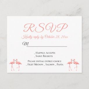 Flamingo Pink RSVP Wedding Tropical Luau Beach Invitation Postcard