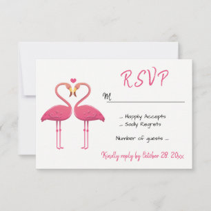 Flamingo Pink RSVP Wedding Tropical Party Beach Card