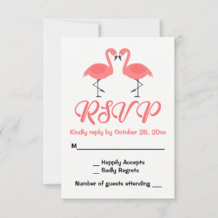 Flamingo Pink RSVP Wedding - Tropical Summer Beach Card
