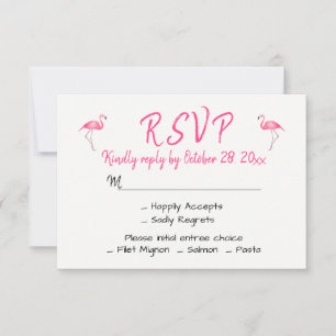 Flamingo Pink RSVP Wedding Tropical Summer Beach Card