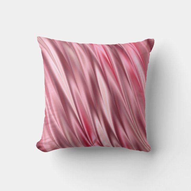 Flamingo pink satin shaded stripes cushion (Front)