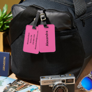 Flamingo Pink Solid Colour Luggage Tag